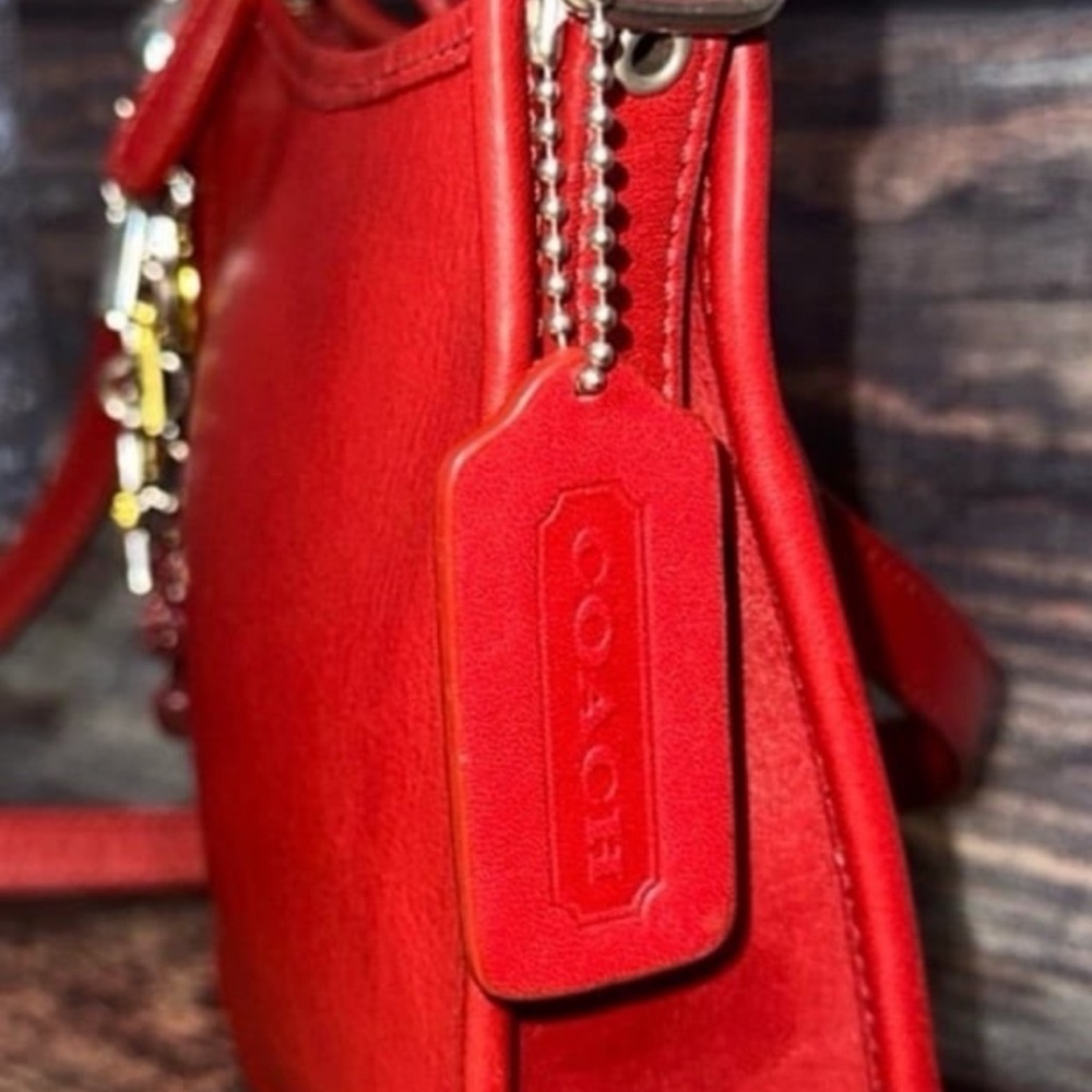 Coach Red Crossbody Bag with Polka Dot Charm - Picture 4 of 12